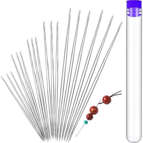 Dailylike 18 PCS Beading NeedlesBig Eye Beading Needles Collapsible Beading Needles Set With Needle Bottle For Jewelry Making