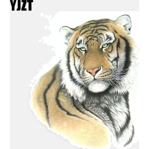 YJZT 12.7CM*15.5CM Personalized Animal Tiger Pattern Car Sticker Decal PVC Accessories 5-0534