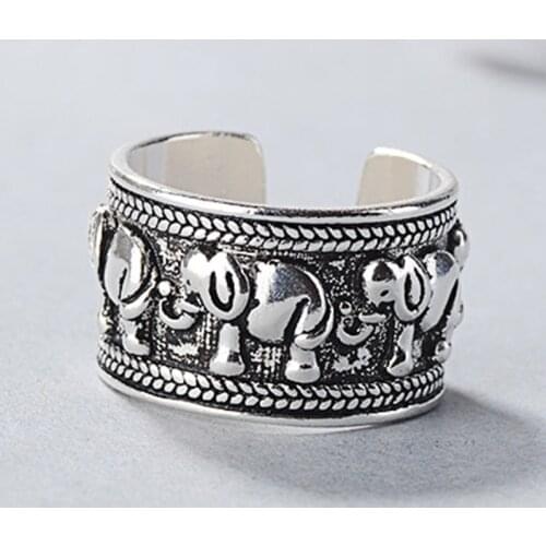 2021 new Elephant Vintage open Ring 925 sterling silver fashion ring for girl lovers love Christmas gift jewelry bulk sell R5770