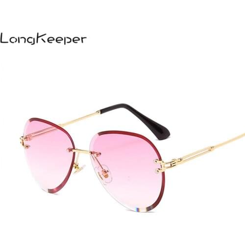 Rimless Sunglasses Women Brand Designer Sun Glasses Gradient Shades Ladies Frameless Metal Eyeglasses UV400 zonnebril dames