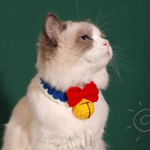 Cat Collar Hand Woven Wool Pet Scarf Bow Collar Bib Puppy Cute Birthday Ornament Kitten Accessories Dog Collar Christmas