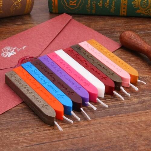 Sealing Wax Stick Retro Seal Stamps For Letter Wedding Invitations 90*11*11mm Vintage Cord Wick Vintage Sealing Wax Sticks