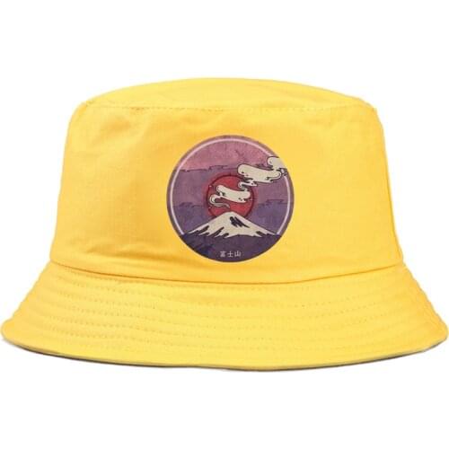 Mount Fuji Summer Foldable funny anime print Bucket Hats for men Hip Hop Beach Sunscreen Fisherman Cap panama hat women