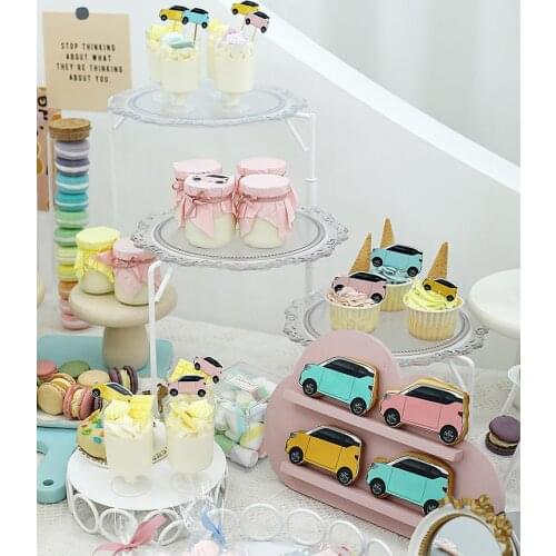 Cute Pink Cake Stands 1 piece Baby Girl Dessert Trays Table Fitting Macaroon Style Candy Bar Tools Home Decoration Photography