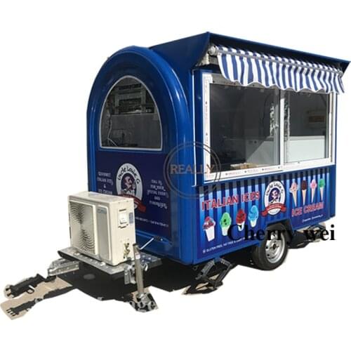 2.5m lenght fast food trailer snack truck mobile food cart with Awning and water sink Sliding window