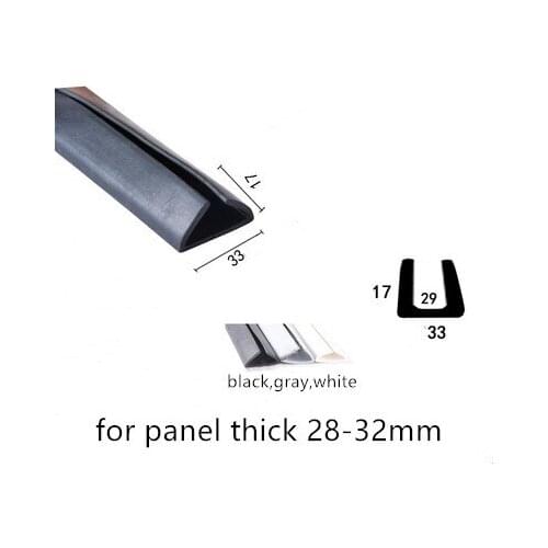 Rubber Sealing U Strip 17x33x17mm for 28-32mm thick Glass Metal Car Wood Panel Board Edge Encloser Shield 1m Black Gray White