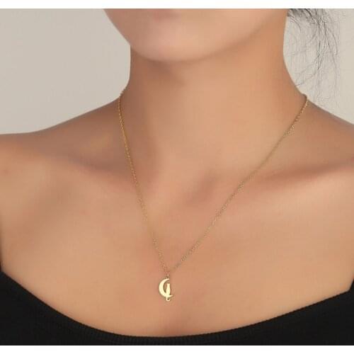 Romantic Moon Cat Pendant Necklaces for Girls Women Stainless Steel Moon Choker Sweet Pet Jewelry Gift