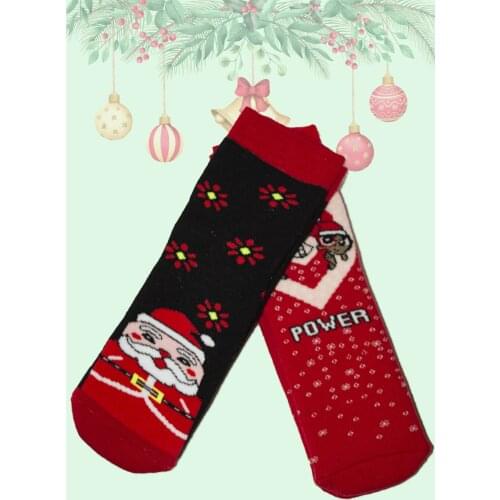 New Year Christmas Thick Kid 'S socks 2 Li Day socket Socks white 2-up 2 Yarn pattern