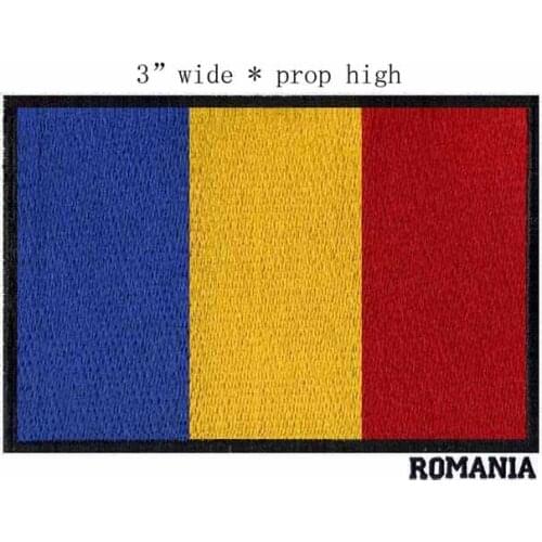 Romania 3" wide embroidery flag patch heavy metal patches/custom embroidered patches/iron on