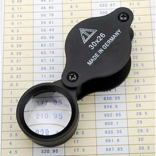 30X 26mm Folding Magnifier Jewelers Antiques Loupe Mini Magnifying Glass for Stamps Coins Watch Clock Repairing