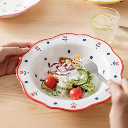 Lovely Girlish Heart Plate Household Creative Tableware Small Cauliflower Plate Japanese Plate Lovely Pasta Plate 9inch Ceramics