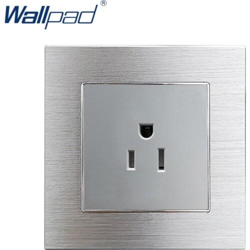 US 3 Pin 15A Socket Wallpad Luxury Grey Aluminum Alloy Panel Electric Wall Power Socket Electrical Outlets For Home