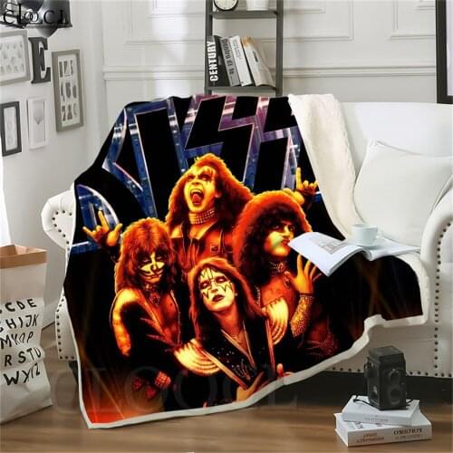 Thicken Blanket KISS Rock Band Printed Throw Blankets for Beds Fluffy Adult Quilts Teenager Home Decoration Sofa Beddings