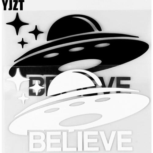 YJZT 14.2×8.2CM I Believe UFO Car Sticker Funny Car Body Decor Vinyl Decals Black / Silver 10A-0636