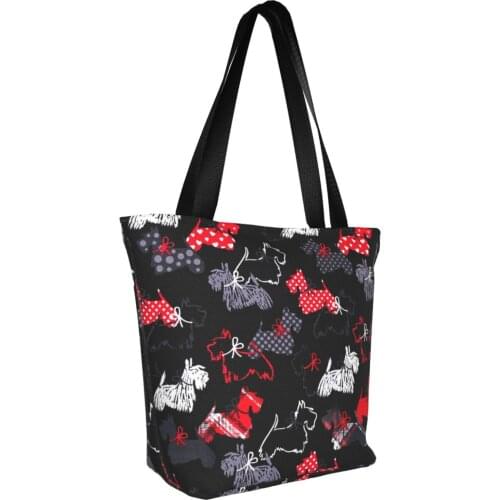 NOISYDESIGNS Cartoon Westie Terrier Pattern Handbag Outdoor Beach Bag Leisure Tote Bag Reusable Shopping Bag Women Zipper Totes