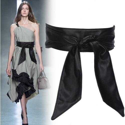 Womens wide belt fashion all-match belt soft coat sweater wrap bow knot skirt jeans clothing accessories 214