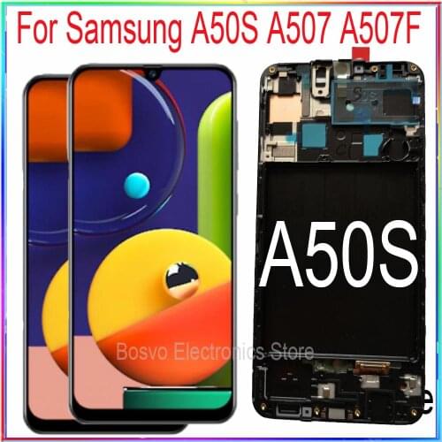 For Samsung A50S LCD screen display A507 A507F A507W A507FN/DS with touch with frame assembly Replacement repair parts