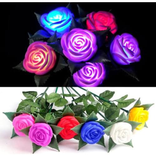 1pc Romantic Rose LED Light Flower Lantern Indoor Garden Courtyard Path Lawn Illumination Props Christmas Decoration