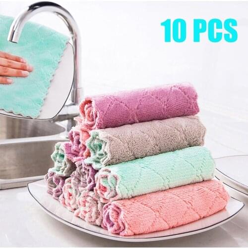 10pcs Super Absorbent Clean Cloth Dish Cloth Tools Gadgets High-efficiency Tableware Household Cleaning Towel Kitchen