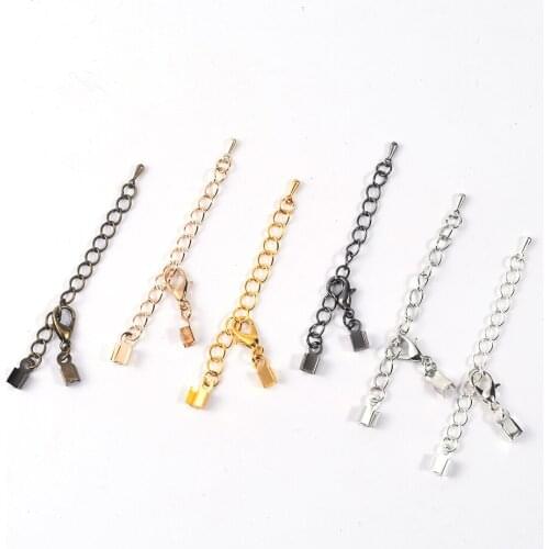 10Pcs/Lot DIY Bracelet Necklace Connector Extender Tail Chains With Cord Clips Jewelry Making Lobster Clasps Extension Chains