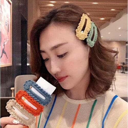 100pcs/lot DIY Simple Multi Woolen Lacework Hair BB Clips Pure Colore Hairpins Hair Care & Styling Accessories Tools HA1693