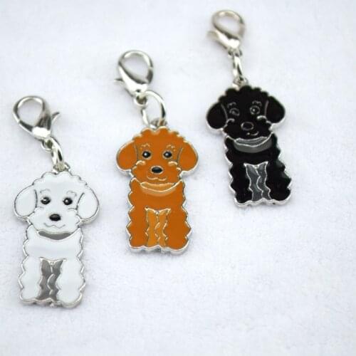 2PCS/LOT Poodle Pet pendant Stainless steel pet dog tag dogs Necklace pendant Husky Teddy chihuahua keyring jewelry bag 2019