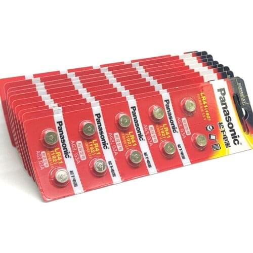 500pcs/lot 100% Original Panasonic LR41 Button Cell Battery SR41 AG3 G3A L736 192 392A Zn/MnO2 1.5V Lithium Coin Batteries LR 41