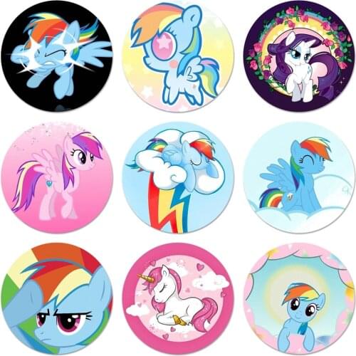 58mm Blue pink My Little Pony Rainbow Clouds Badge Brooch Pin Accessories For Clothes Backpack Decoration gift