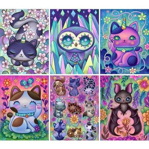 5D DIY Diamond Painting Animal Cat Fantasy Cartoon Full Square Round Handmade Mosaic Set Embroidery Cross Stitch Home Decor Gift