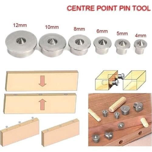 6pcs Woodworking Dowel Centre Point Pin Set 4/5/6/8/10/12mm Dowel Tenon Center Set Transfer Plugs Wood Drill Power Accessories
