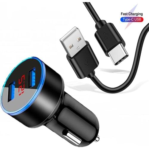 For Samsung A21S A21 A32 A41 A51 A71 A11 A50 A70 Car USB Charger Fast Charging Dual USB Phone Adapter Type-c USB Cable in Car