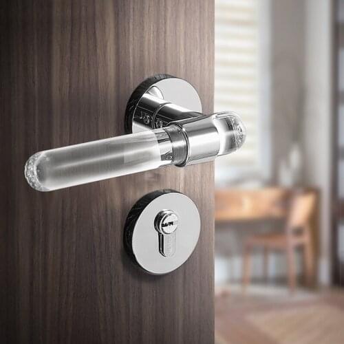 Free Shipping European double tongue Handles Lock Bedroom Mute wooden door Holding High-top Zinc Alloy Crystal Gold Lock 72mm