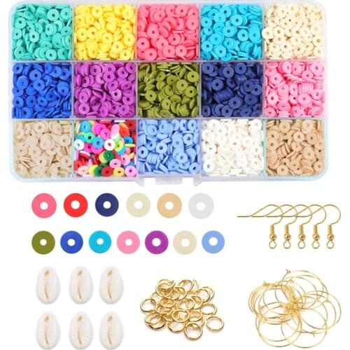 Polymer Clay Beads Chip Disk Loose Spacer Mixed Cowrie Shell Beads Delica Heishi Beads Pendant Beading DIY Jewelry Making Kit