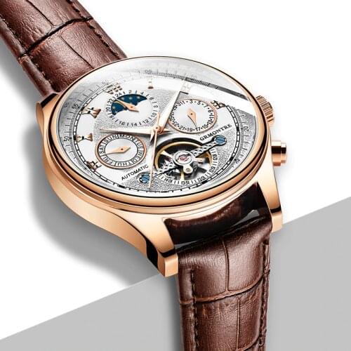 Moon Phase Top Brand Mens Mechanical Watches Automatic Tourbillon Skeleton Watch Men Calendar Relogio Masculino dropship GRMONTR