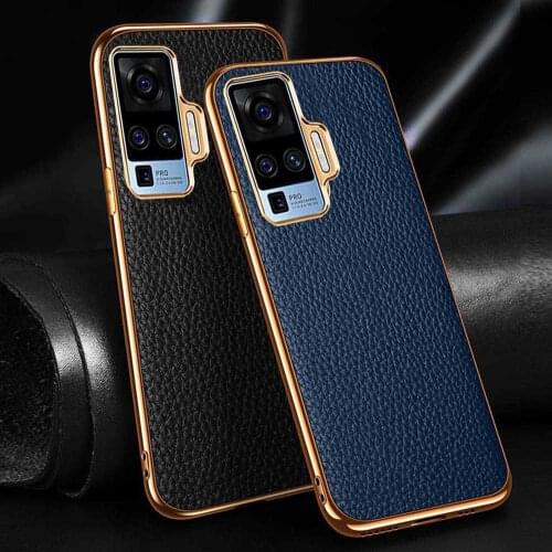 Genuine Leather Case For Vivo X50 Pro Case Cover Full Protector & Electroplate Etui Coque For Vivo X50 X50Pro Cases Phone Fundas