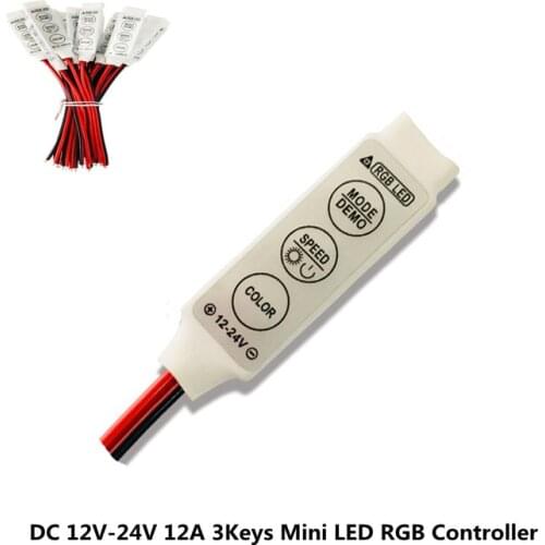 DC 12V-24V 12A 3Keys LED Rgb Mini Driver Controller Dimmer For Rgb 5050/3528/2835/5730/5630/3014 SMD LED Room Strip Lights