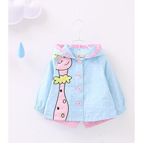 Spring Autumn Baby Coat Outwear Kids Outerwear Clothes Infant Girl Hooded Cartoon Dot Cardigan Coat Children Windbreaker Jacket