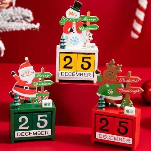 Wooden Christmas Advent Calendar Countdown Ornament Merry Christmas Decoration for Home 2022 Navidad New Year Gift for Kids Noel