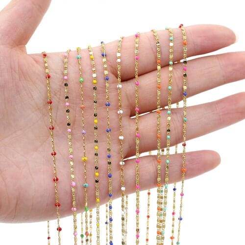Gold Color Chains Enamel Beads 2x2mm Copper chain Chain for DIY Women man Necklaces Bracelet Anklet Making Supplies
