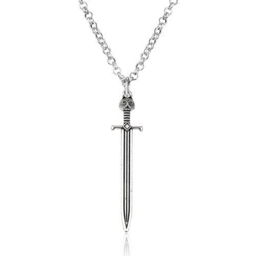 Gothic Owl on Sword Pendant Necklace Antique Sword Medieval Renaissance Weapon Necklace Fashion Jewelry