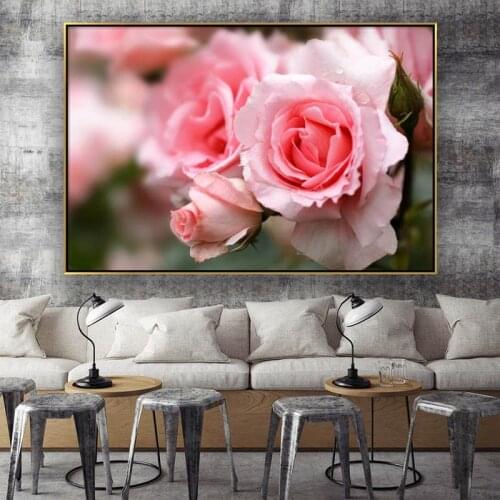 Canvas painting red pink rose poster printing delicate flowers home decoration living room bedroom wall art