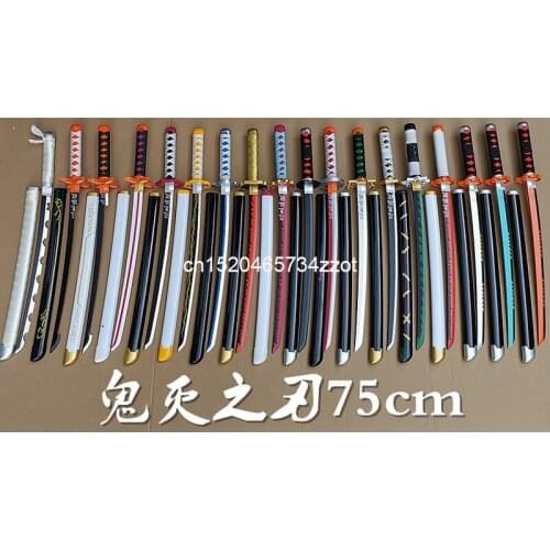 Kimetsu no Yaiba Sword Weapon Demon Slayer Kochou Shinobu Cosplay Sword 1:1 Anime Ninja Knife Length 75cm Wooden Sword