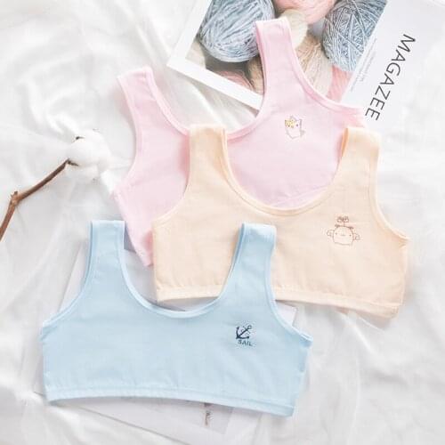 Summer Childrens Vest Cute Bra Puberty Girls Training Bra Junior Students Adolescent Clothing Cotton Breathable Girl Underwear