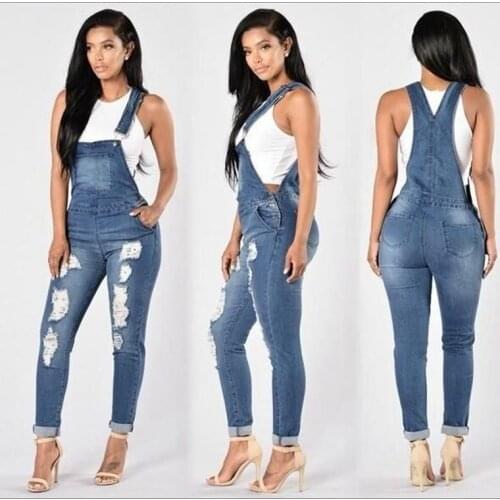 Fashion Women Denim Jumpsuit Ladies Spring Fashion Loose Jeans Rompers Female Casual Plus Size Overall Playsuit With Pocket 9583