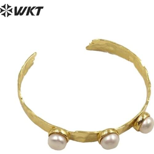MPB004 China Supplier Luxury Women Jewelry Gift Pearl Gold Color Bangle For Girl Wholesale 10pcs A Lot