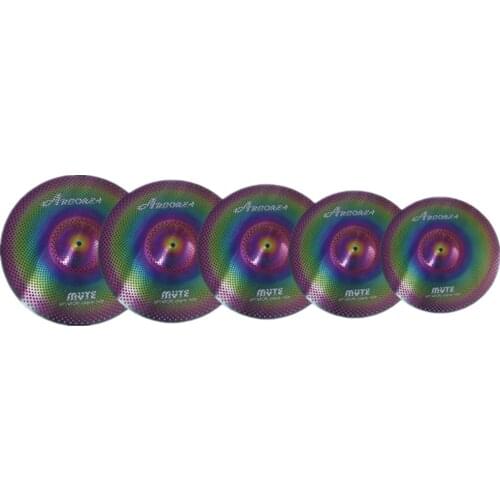 Arborea Colored Mute Cymbal Set: 14"hihat+16"crash+18"crash+20"ride