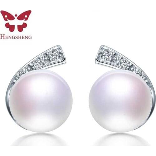 HENGSHENG New double six freshwater pearl earrings elegant women jewelry with AAA CZ hot selling jewelry earrings AAAA 8.5-9mm
