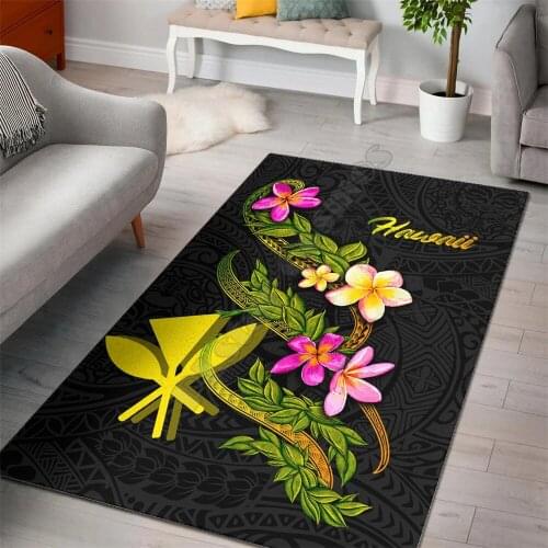 Fiji Polynesian Area Rug Plumeria Triba Floor Mat Rug Non-slip Mat Dining Room Living Room Soft Bedroom Carpet