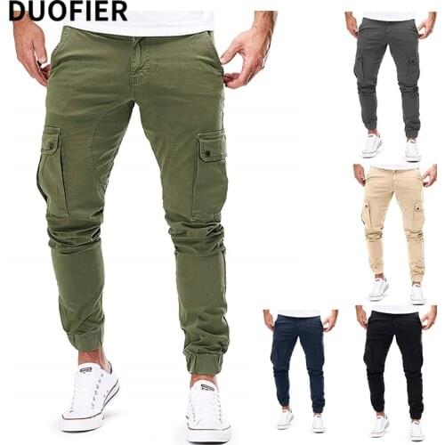 Casual Mens Pants Fashion Sweatpants Outdoor Tight Trousers Running Training Slacks Multi-pocket Jogging Cargo Pants Multicolor