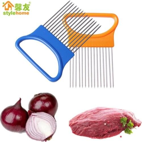 Cutter Onion Vegetable Slicer CutterOnion Holder Fork Stainless Steel Tomato cebolla Cutter Meat Needle Meat Froks Kitchen Tools